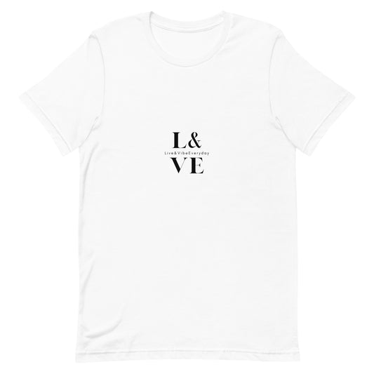 L&VE Logo | Unisex T-shirt (white + silver)